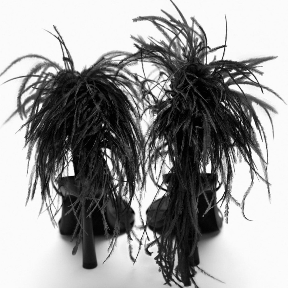 Zara feathered heeled sandals - Picture 6 of 7